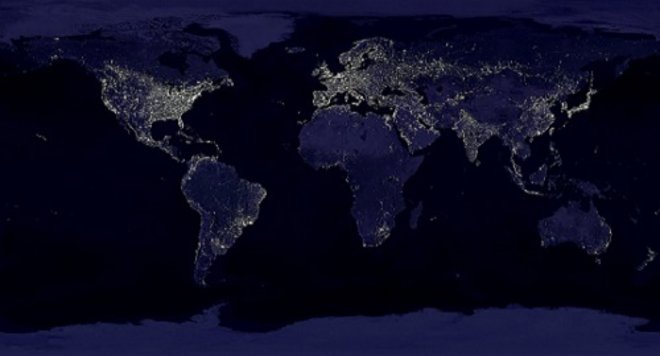 Photo of the erath at night taken by NASA