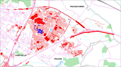 Fig. 2. Oversigt over Tietgenbyen i Odense. Især bronze- og ældre jernalder-lokaliteter er velrepræsenteret og fremviser et regulært kulturlandskab med huse, grave, samlingspladser og produktionsområder. Grafik: Odense Bys Museer Fig. 2. Oversigt over Tietgenbyen i Odense. Især bronze- og ældre jernalder-lokaliteter er velrepræsenteret og fremviser et regulært kulturlandskab med huse, grave, samlingspladser og produktionsområder. Grafik: Odense Bys Museer