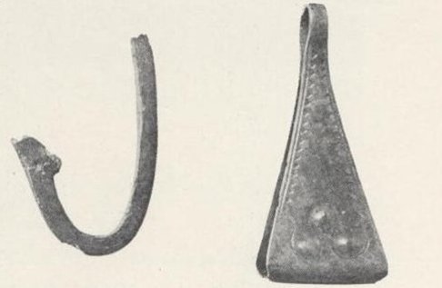 Fig. 1. En fiskekrog og en pincet af bronze 