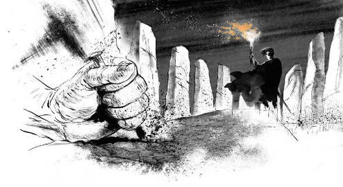 Ravnunge-Tue lader runer riste til minde om sin mor. Illustration: Sune Elskær Tegning af runeristningen.