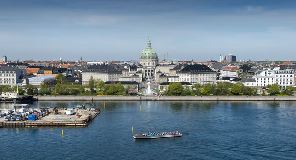 Foto af Frederiksstaden med Amalienborg og Marmorkirken i center
