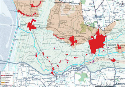 Kort Over TøNdermarsken Tøndermarsken: Slots  og Kulturstyrelsen Kort Over TøNdermarsken