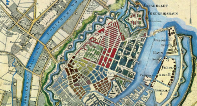Grafik: Københavns Stadsarkiv Gammelt Kort over Københavns befæstning
