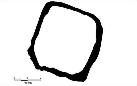 Fig. 7. Bjerre plads 2, ældre bronzealder. Lukket grøftanlæg, ingen stolper i bunden. Indelukke/fold eller indgrøftet område til opbevaring af afgrøder.