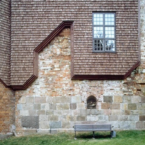 Udsnit af nyt og gammelt murværk på Koldinghus.