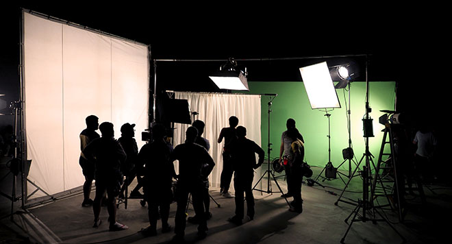 Optagelse af film i studie