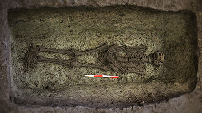 I København fandt arkæologerne nogle af byens ældste kristne indbyggere lige under Rådhuspladsen. Foto: Københavns Museum I København fandt arkæologerne nogle af byens ældste kristne indbyggere lige under Rådhuspladsen. Foto: Københavns Museum
